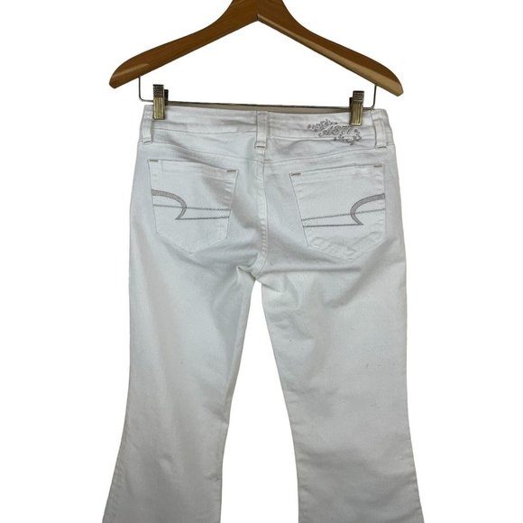 American Eagle Jeans Women Size 2 “Reel Flare” White AE77 Low Rise Flare EUC - Picture 4 of 14